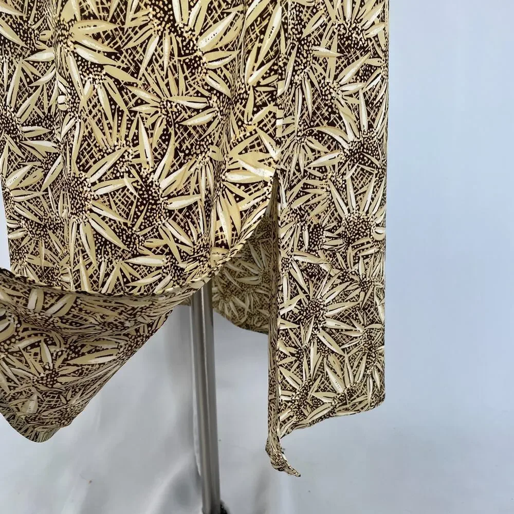 Vtg 90s Maxi Skirt Size 10 Brown Abstract Sunflower Boho Grunge Lightweight Y2K